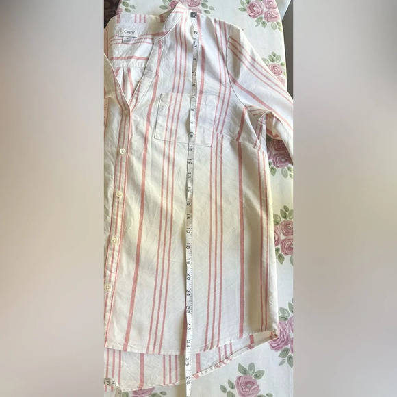 J. Crew Factory White & Coral Striped Button Down 100% Cotton Shirt Size Small - Picture 8 of 9